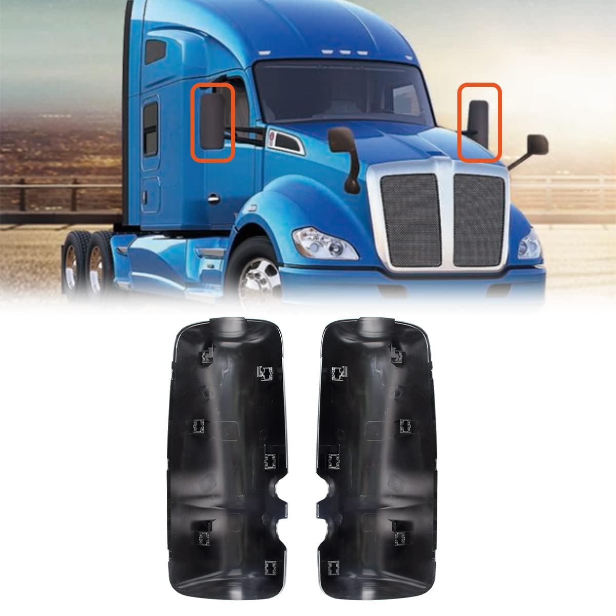 Kenworth T680/T880/W990 Mirror Cover – Chrome (Left/Right) - RoadWest Truck Parts - B0B1H5JXXC - High Soar