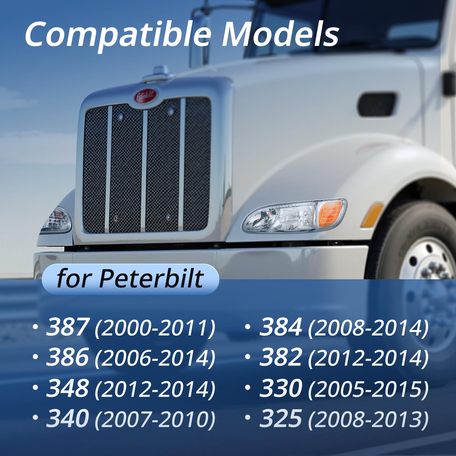 Peterbilt 325–387 Headlights Pair (2000–2015) – DOT Approved - RoadWest Truck Parts - B09MFKTFV7 - High Soar