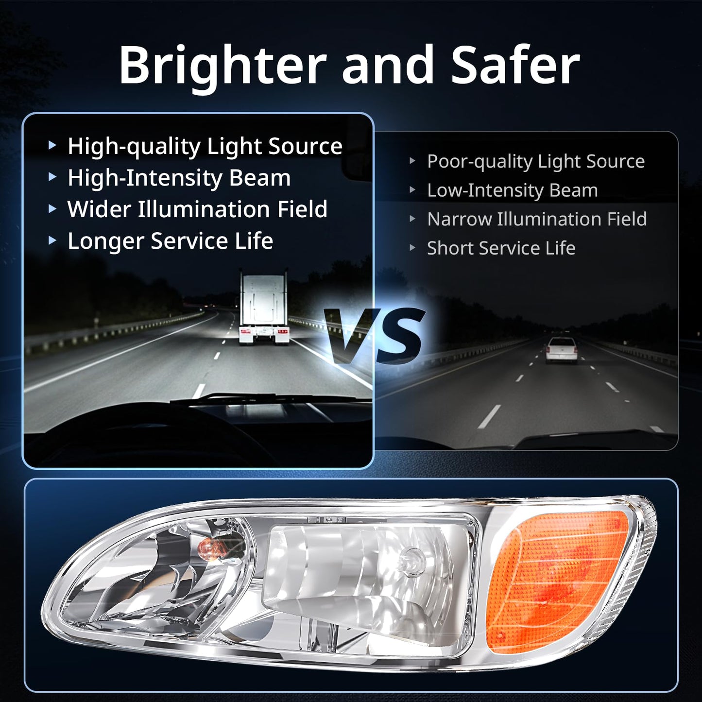 Peterbilt 325–387 Headlights Pair (2000–2015) – DOT Approved - RoadWest Truck Parts - B09MFKTFV7 - High Soar