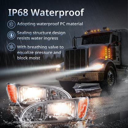 Peterbilt 325–387 Headlights Pair (2000–2015) – DOT Approved - RoadWest Truck Parts - B09MFKTFV7 - High Soar