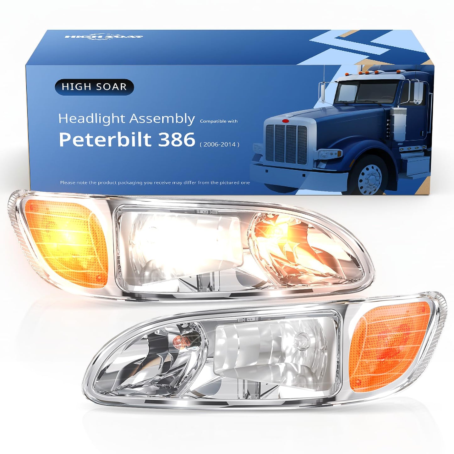 Peterbilt 325–387 Headlights Pair (2000–2015) – DOT Approved - RoadWest Truck Parts - B0BFW64P73 - High Soar