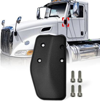 Peterbilt 325–389 Bottom - Mount Mirror Arm Bracket Plate – Black Aluminum (LH Driver) - RoadWest Truck Parts - B09XDVCP6R - High Soar