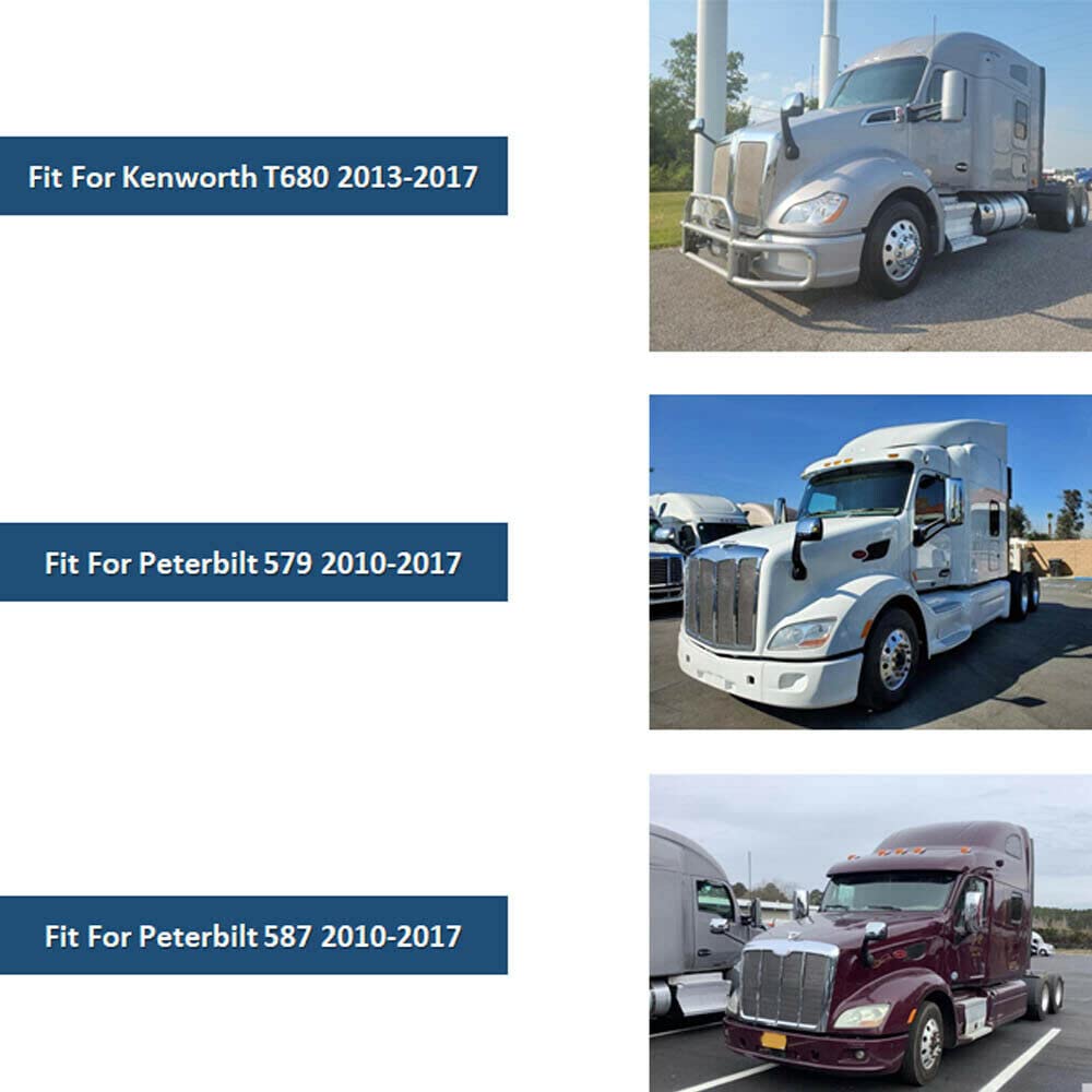 Peterbilt 579/587 Hood Mirror w/ Arm – Black (2010–2017) - RoadWest Truck Parts - B09H5KWVJ5 - High Soar