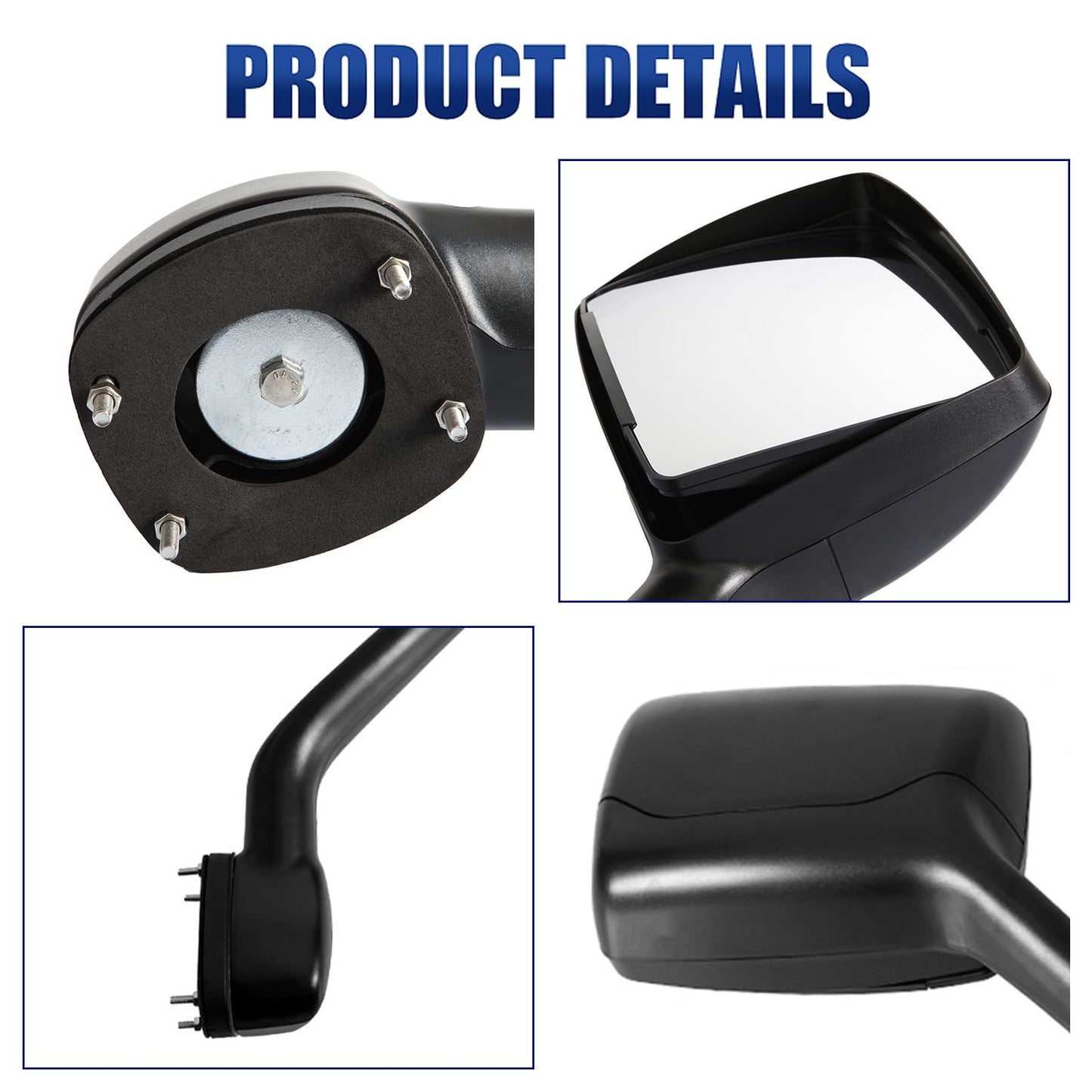 Peterbilt 579/587 Hood Mirror w/ Arm – Black (2010–2017) - RoadWest Truck Parts - B09H5KWVJ5 - High Soar