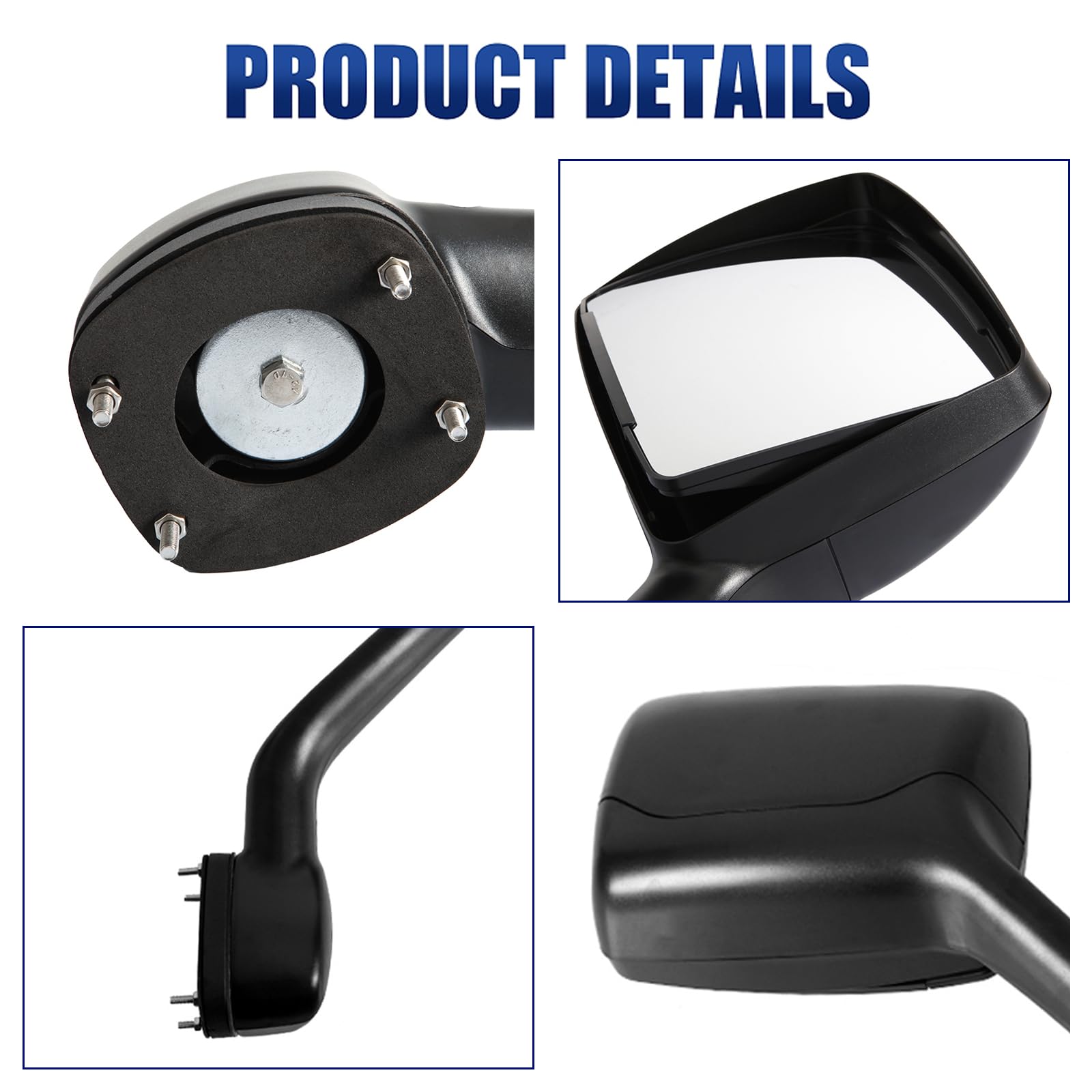 Peterbilt 579/587 Hood Mirror w/ Arm – Black (2010–2017) - RoadWest Truck Parts - B09H5KWVJ5 - High Soar