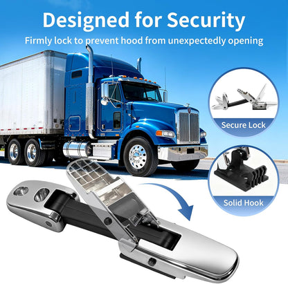 Peterbilt Hood Latch Kit L+R – Chrome (325–579 Series) - RoadWest Truck Parts - B0FT3JCR37 - High Soar