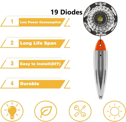 2x 19 LED Amber Torpedo Cab Marker Roof Running Top Light For Peterbilt 220 / 320 / 389 / 567 / 579 / 587