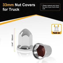 20PCS Chrome Wheel Lug Nut Covers 33mm Push On Bullet for Semi Truck 2-1/2" Tall