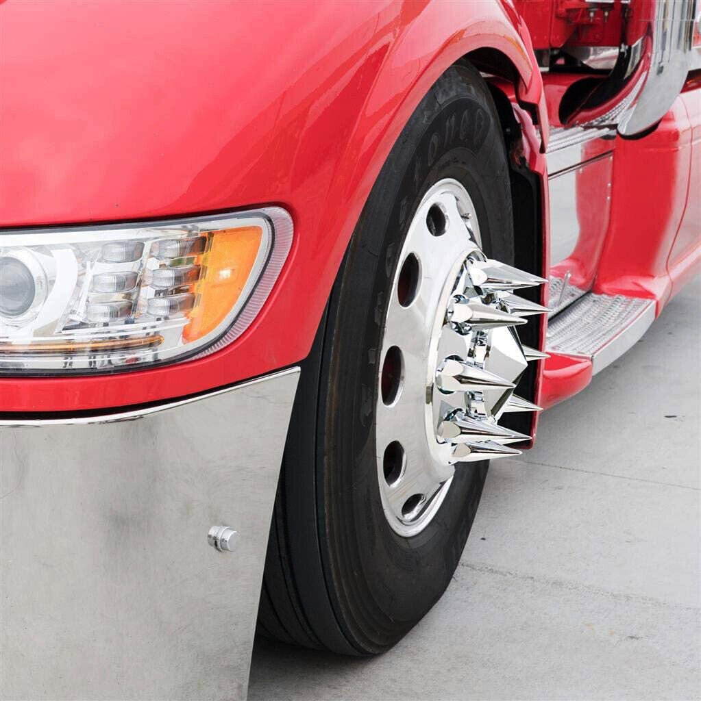 33mm Chrome ABS Plastic Lug Nut Covers Caps Screw on Spiked For Semi Truck 20PCS