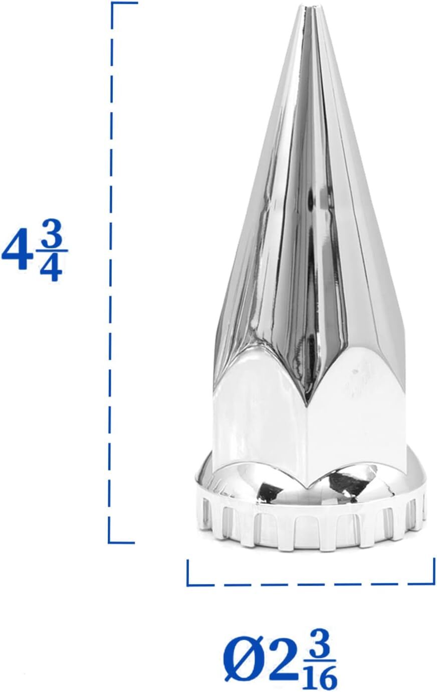 33mm Chrome ABS Plastic Lug Nut Covers Caps Screw on Spiked For Semi Truck 20PCS