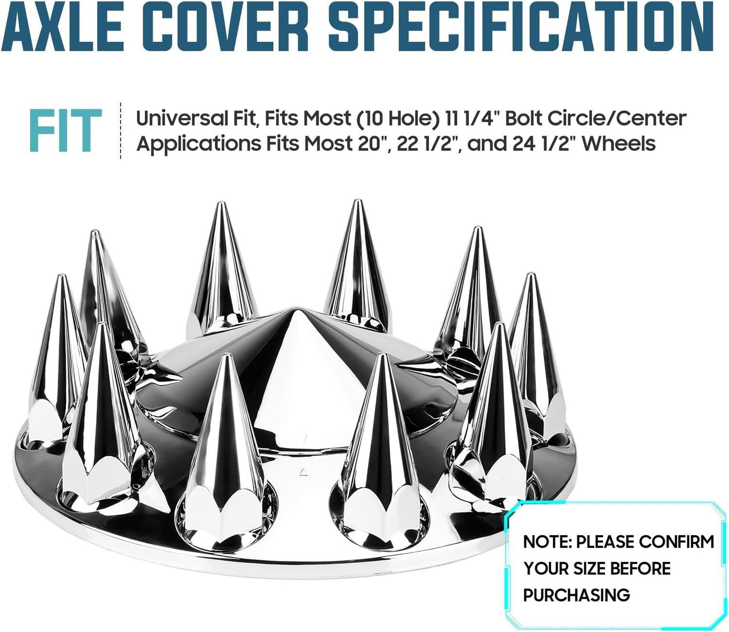 Semi Truck 33mm Front Hub Wheel Alxe Covers Chrome Lug Nuts Covers Spiked