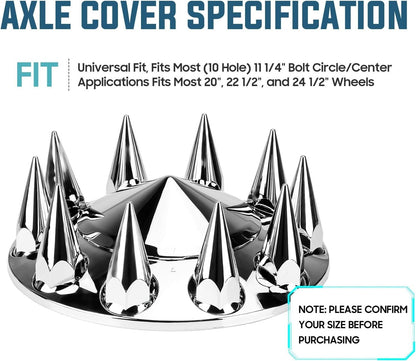 Semi Truck 33mm Front Hub Wheel Alxe Covers Chrome Lug Nuts Covers Spiked