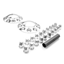 Chrome Front Axle Wheel Cover with Hub Cap 33mm Lug Nuts For Semi Truck (2 Set)