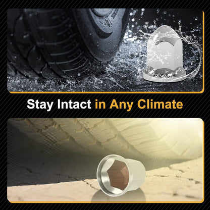 20PCS Chrome Wheel Lug Nut Covers 33mm Push On Bullet for Semi Truck 2-1/2" Tall