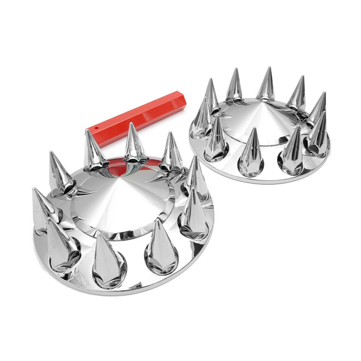 Semi Truck 33mm Front Hub Wheel Alxe Covers Chrome Lug Nuts Covers Spiked