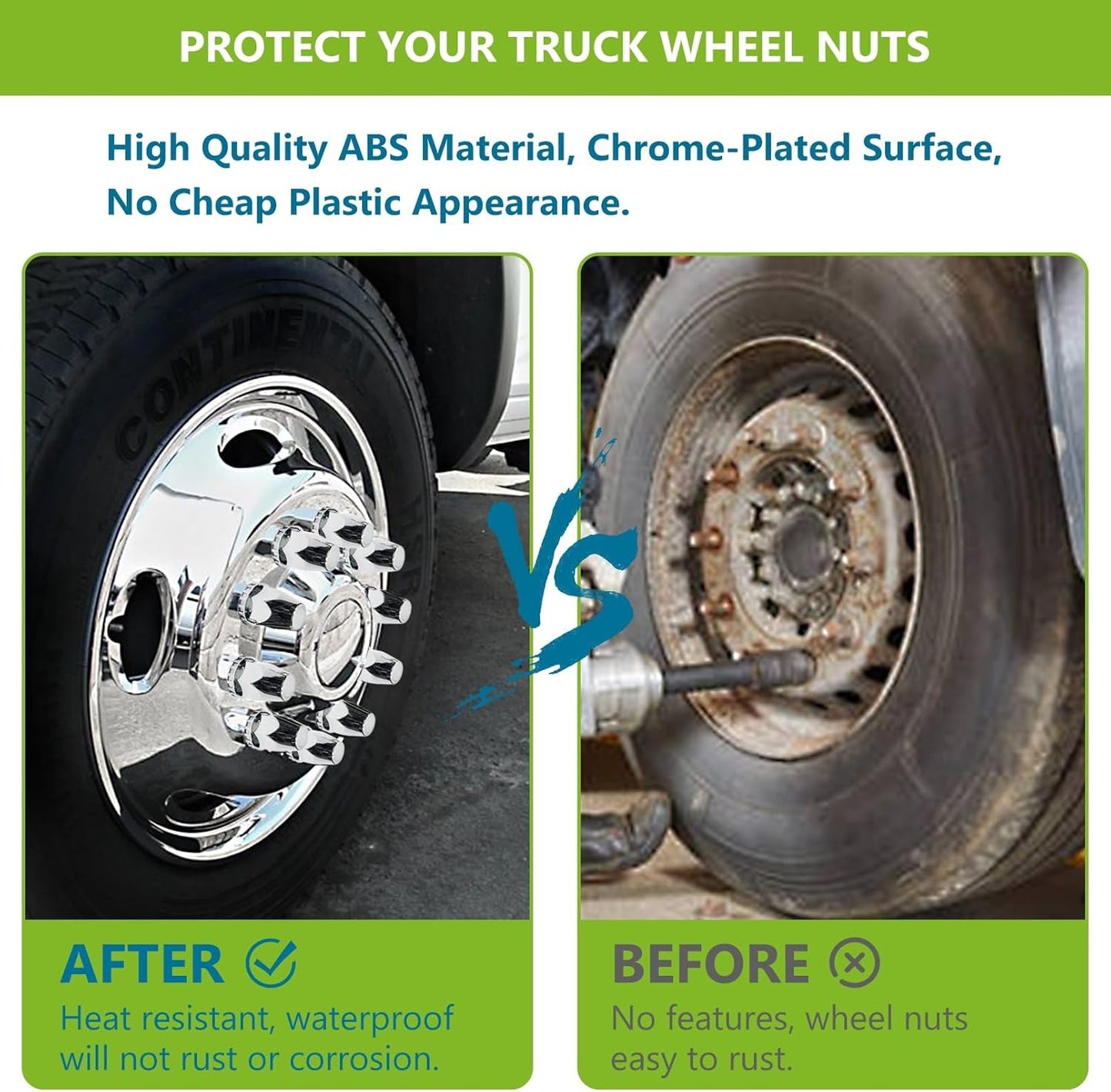 Pack of 10 Chrome Wheel Lug Nut Covers 33mm ABS Plastic Push On Nut Caps