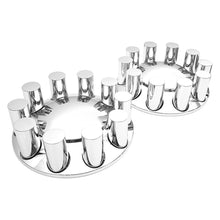 Set of 2 Chrome Front Hub Wheel Axle Cover w/ 33mm Thread-on Cylinder Lug Nuts