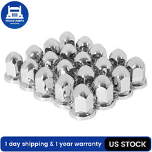 20PCS Chrome Wheel Lug Nut Covers 33mm Push On Bullet for Semi Truck 2-1/2" Tall