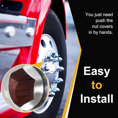 20PCS Chrome Wheel Lug Nut Covers 33mm Push On Bullet for Semi Truck 2-1/2" Tall