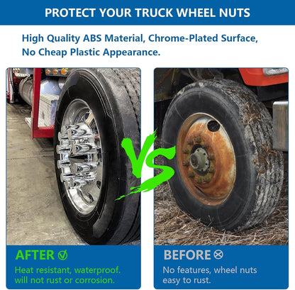 10PCS Chrome Plastic 33mm Cylinder Wheel Lug Nut Covers Thread-on Nut Cover Caps