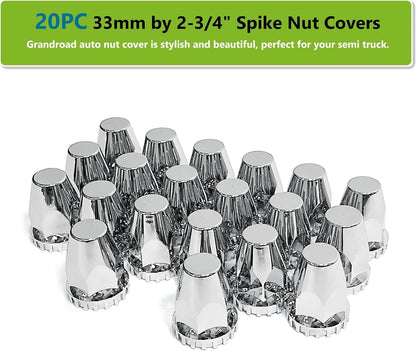 Pack of 10 Chrome Wheel Lug Nut Covers 33mm ABS Plastic Push On Nut Caps