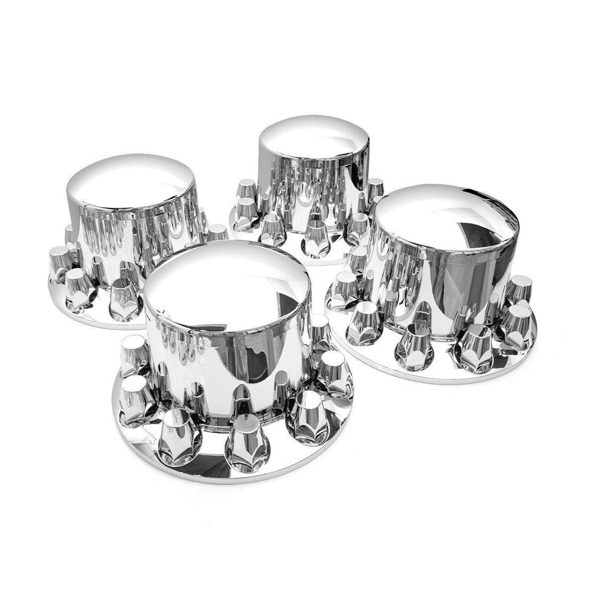 Semi Truck Rear Wheel Axle Hub Cover Kit with 33mm Chrome ABS Lug Nut Covers