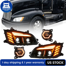 4PCS Full LED Headlights Headlamps & LED Fog Lights For 2008-2015 Kenworth T660