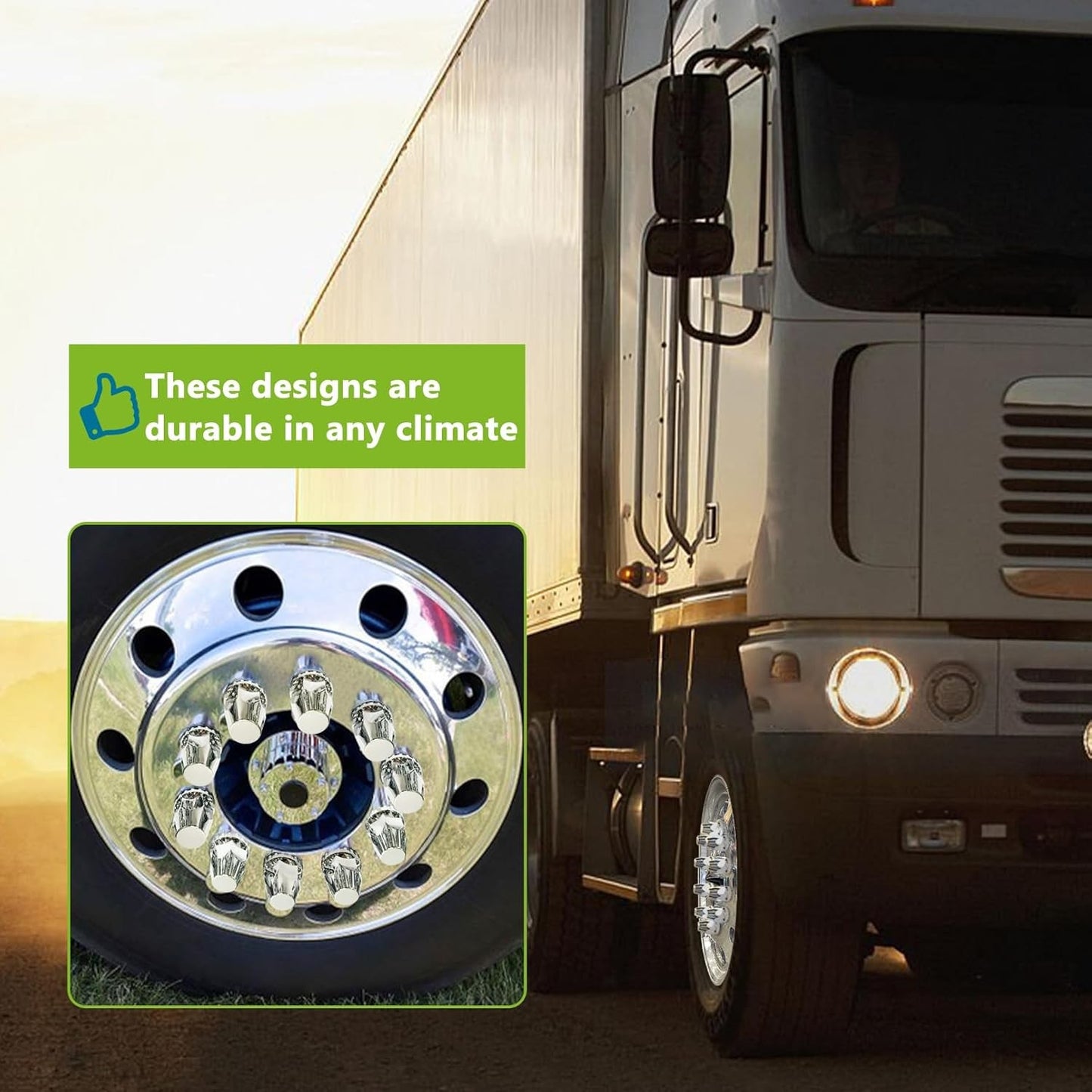 Pack of 10 Chrome Wheel Lug Nut Covers 33mm ABS Plastic Push On Nut Caps