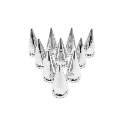 Chrome 33mm Wheel Lug Nut Covers ABS Plastic Push On Spiked Hub Caps Set of 10