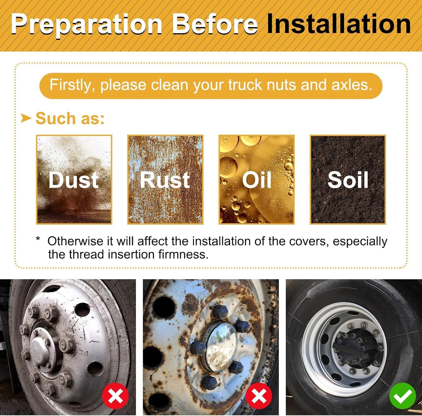 20PCS Chrome Wheel Lug Nut Covers 33mm Push On Bullet for Semi Truck 2-1/2" Tall