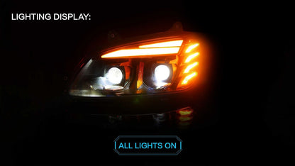 4PCS Full LED Headlights Headlamps & LED Fog Lights For 2008-2015 Kenworth T660