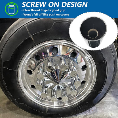 10PCS Chrome Plastic 33mm Cylinder Wheel Lug Nut Covers Thread-on Nut Cover Caps