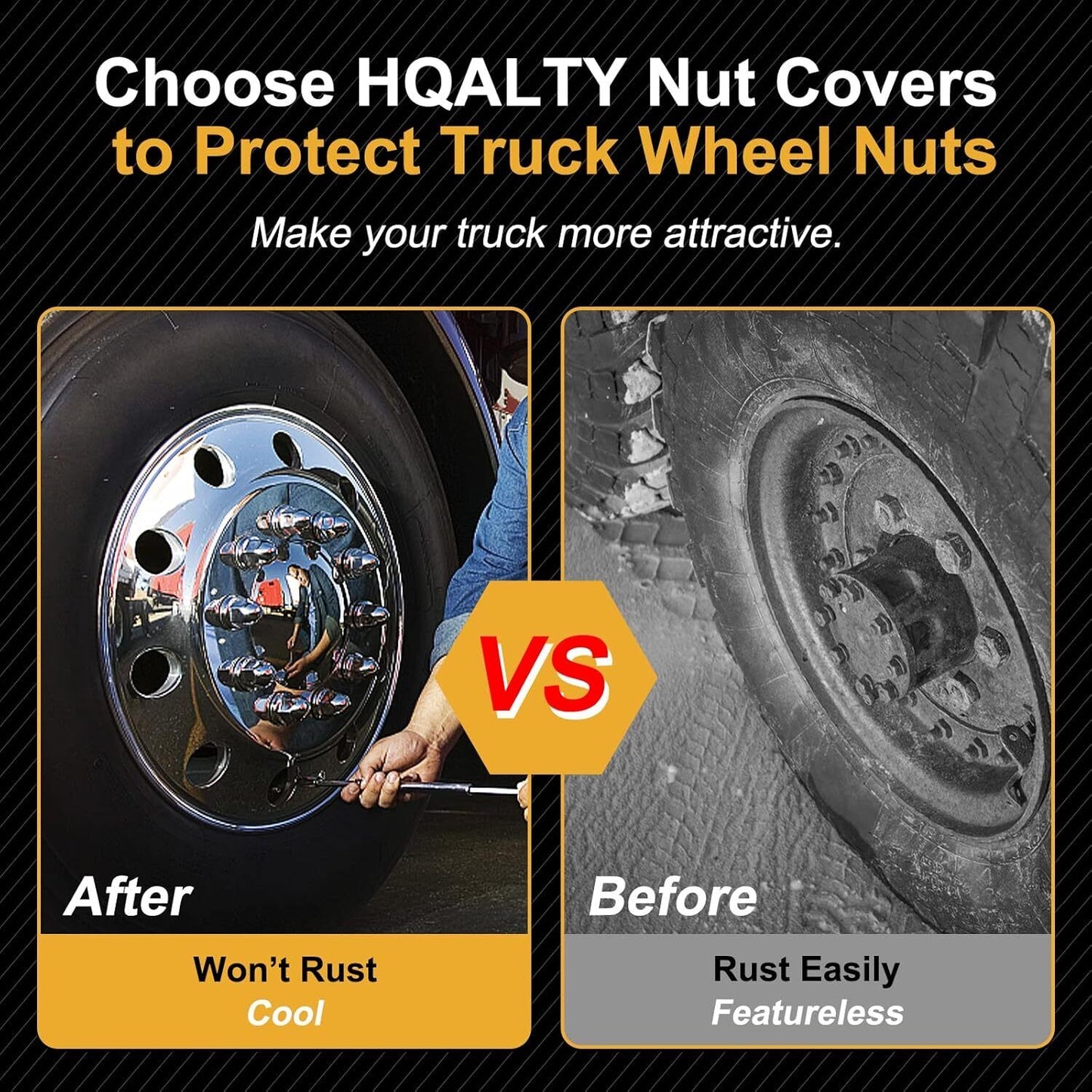 20PCS Chrome Wheel Lug Nut Covers 33mm Push On Bullet for Semi Truck 2-1/2" Tall