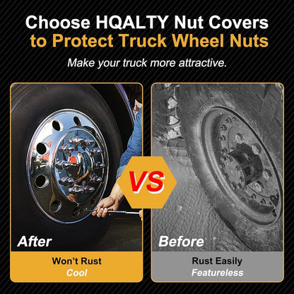 20PCS Chrome Wheel Lug Nut Covers 33mm Push On Bullet for Semi Truck 2-1/2" Tall