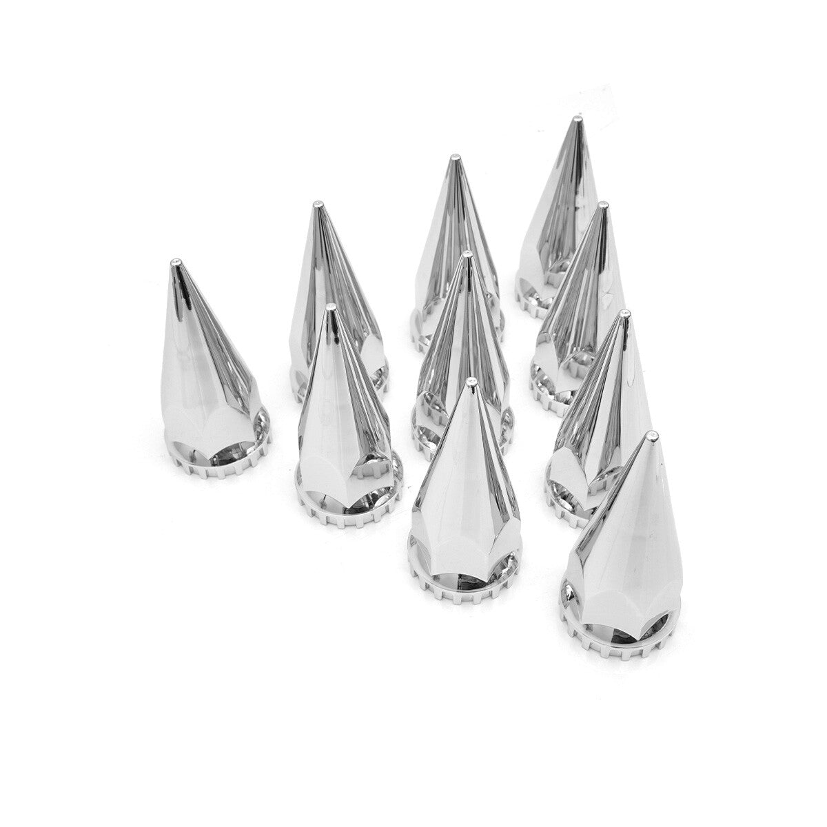 Chrome 33mm Wheel Lug Nut Covers ABS Plastic Push On Spiked Hub Caps Set of 10