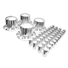 Set of 4 Semi Truck Chrome Axle Cover W/ 33mm Thread-On Cylinder Nut Covers Set