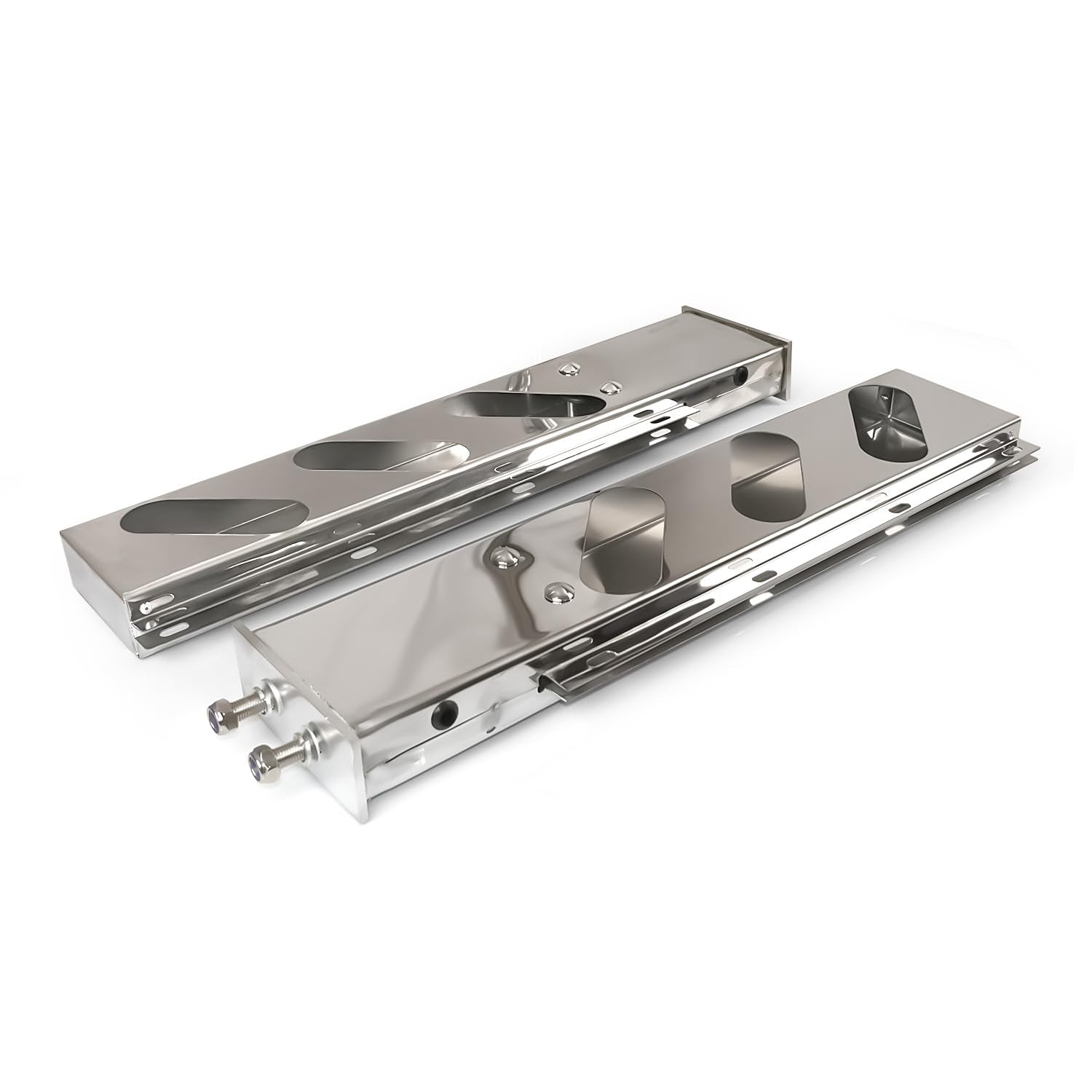 Semi Truck 30" Mud Flap Hanger Rear Bar Pair – Stainless Steel, 2.5" Bolt Spacing – Chrome (2pcs) - RoadWest Truck Parts - B0FSD41ZGW - High Soar