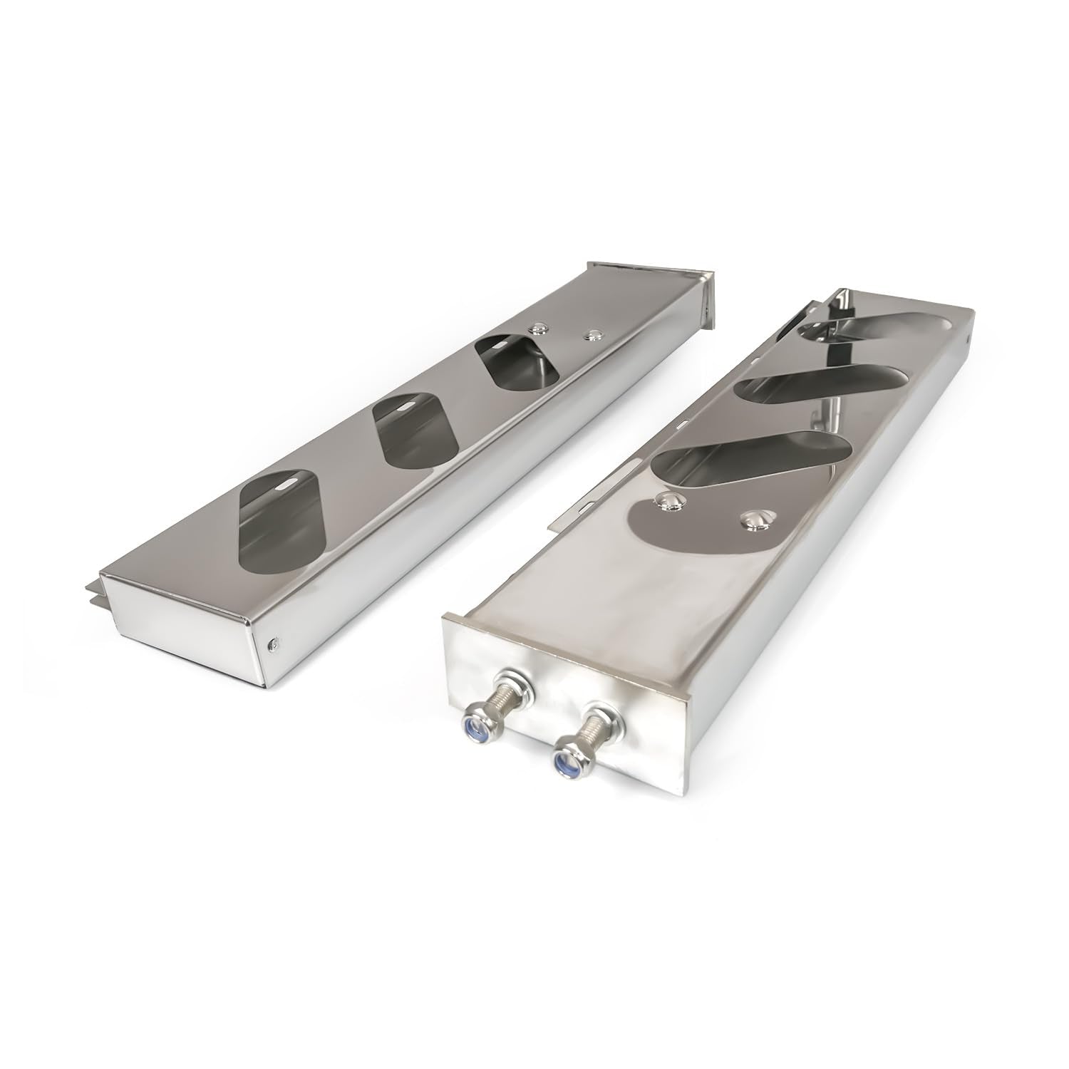 Semi Truck 30" Mud Flap Hanger Rear Bar Pair – Stainless Steel, 2.5" Bolt Spacing – Chrome (2pcs) - RoadWest Truck Parts - B0FSD41ZGW - High Soar