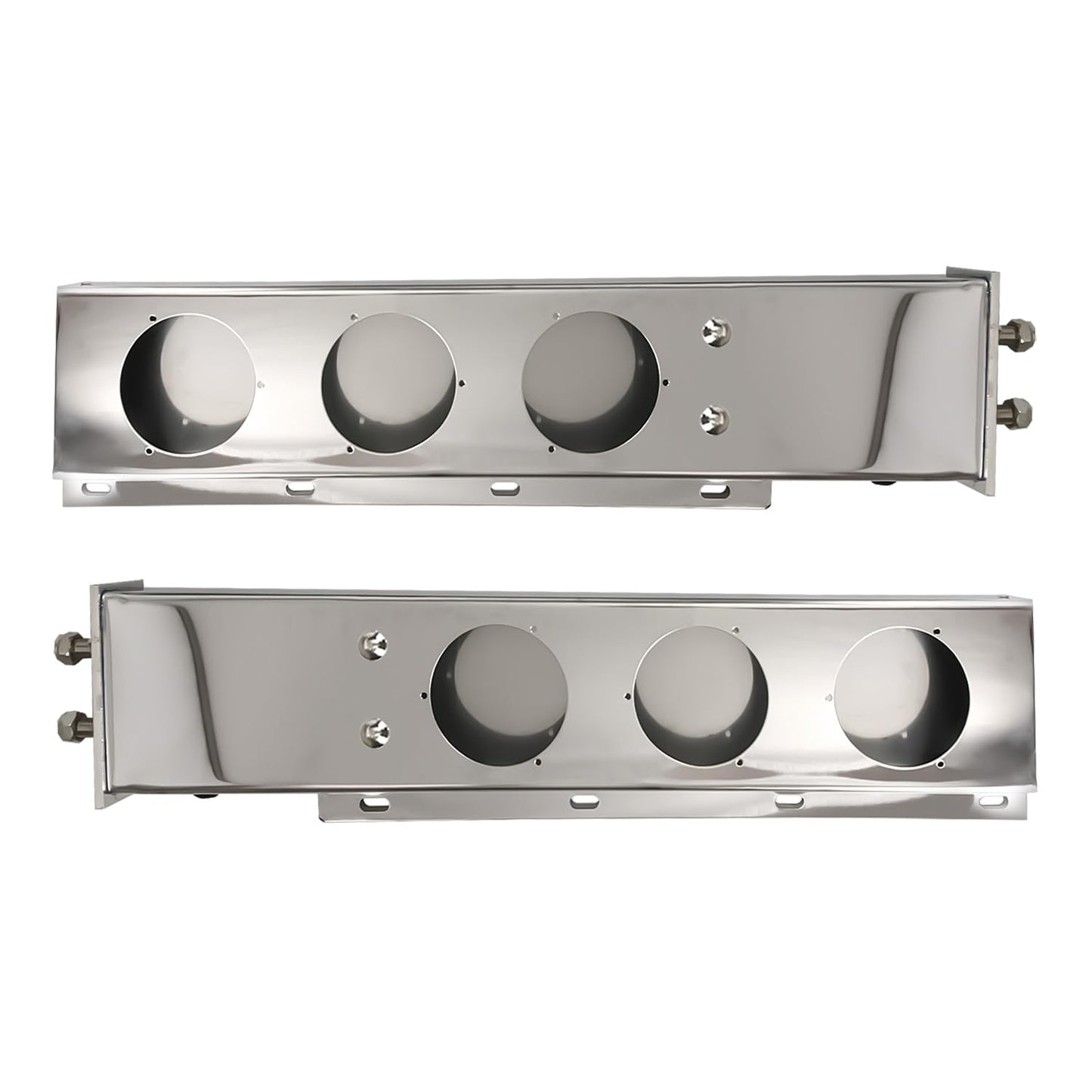 Semi Truck 30" Mud Flap Hanger Rear Bar Pair – Stainless Steel, 2.5" Bolt Spacing – Chrome (2pcs) - RoadWest Truck Parts - MZ-322-07E - High Soar