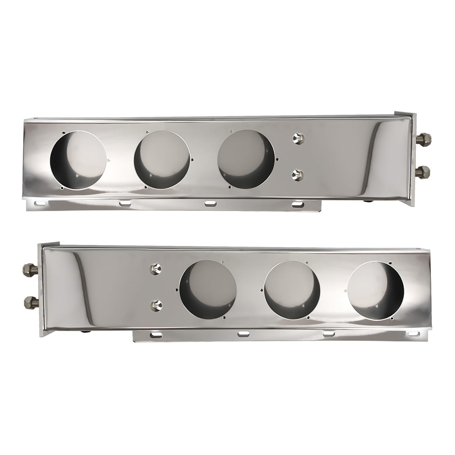 Semi Truck 30" Mud Flap Hanger Rear Bar Pair – Stainless Steel, 2.5" Bolt Spacing – Chrome (2pcs) - RoadWest Truck Parts - MZ-322-07E - High Soar