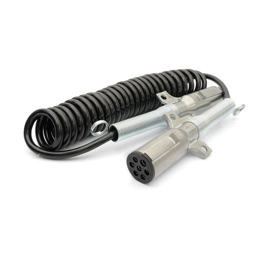 Semi Truck 7 - Way ABS Coiled Cable – 12 ft (Black Jacket) - RoadWest Truck Parts - B0BR34G9LX - High Soar