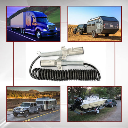 Semi Truck 7 - Way ABS Coiled Cable – 12 ft (Black Jacket) - RoadWest Truck Parts - B0BR34G9LX - High Soar