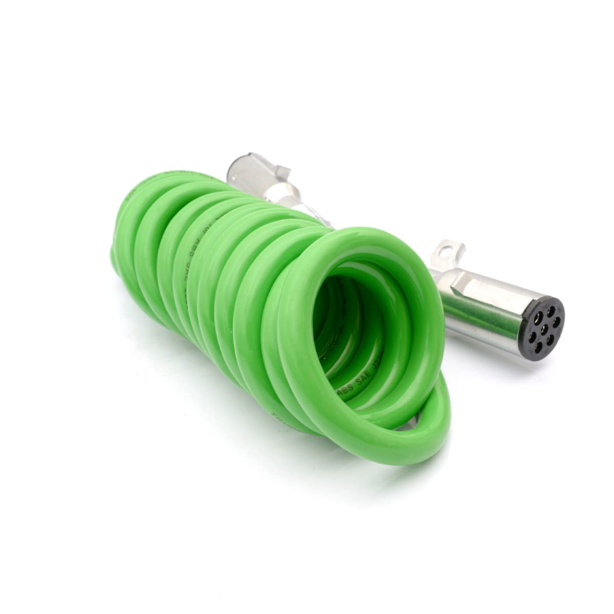 Semi Truck 7 - Way ABS Coiled Cable – 12 ft (Green Jacket) - RoadWest Truck Parts - B0B4ZPPGS8 - High Soar