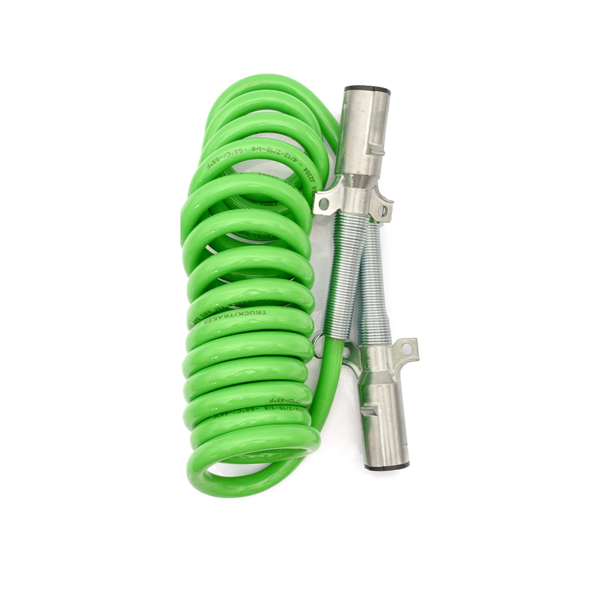 Semi Truck 7 - Way ABS Coiled Cable – 12 ft (Green Jacket) - RoadWest Truck Parts - B0BR33VQ25 - High Soar