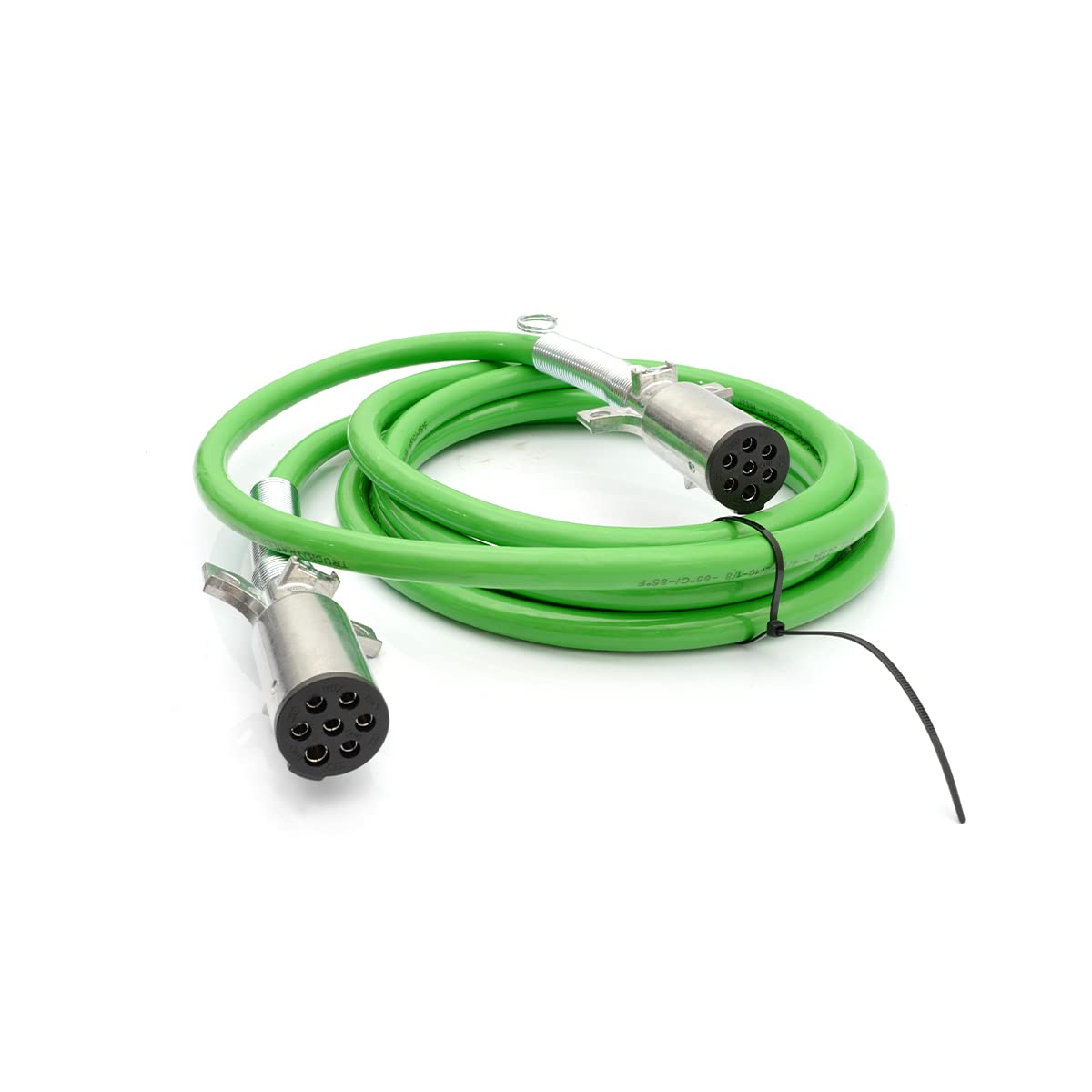 Semi Truck 7 - Way ABS Coiled Cable – 12 ft (Green Jacket) - RoadWest Truck Parts - B0BR33VQ25 - High Soar
