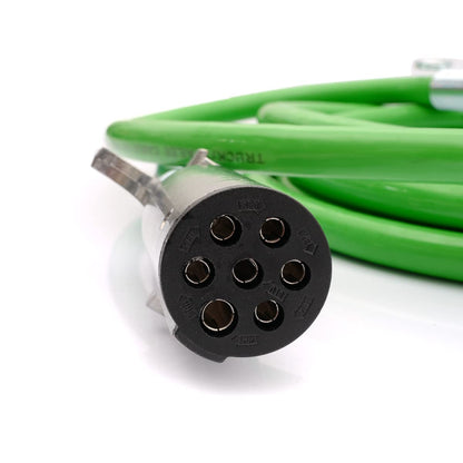 Semi Truck 7 - Way ABS Coiled Cable – 12 ft (Green Jacket) - RoadWest Truck Parts - B0BR34MWG5 - High Soar