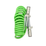 Semi Truck 7 - Way ABS Coiled Cable – 12 ft (Green Jacket) - RoadWest Truck Parts - B0BR34MWG5 - High Soar