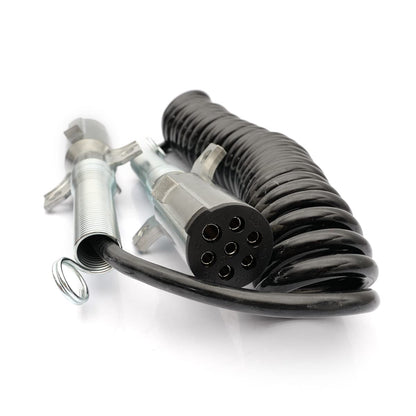 Semi Truck 7 - Way ABS Coiled Cable – 15 ft (Black) - RoadWest Truck Parts - B0B4ZLGTWD - High Soar