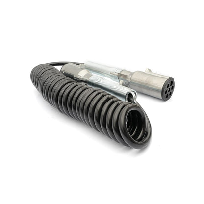 Semi Truck 7 - Way ABS Coiled Cable – 15 ft (Black) - RoadWest Truck Parts - B0B4ZLGTWD - High Soar
