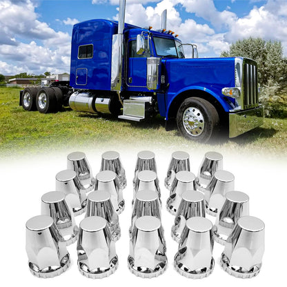 Semi Truck Lug Nut Covers – 33mm Chrome Bullet Style (20pcs Set) - RoadWest Truck Parts - B0CQN698WL - RoadWest Truck Parts